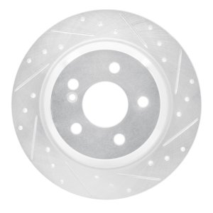 Mercedes-Benz S350 Brake Rotor (1) - Rear Right - R1 Concepts - Drilled & Slotted - Silver - `03-`06